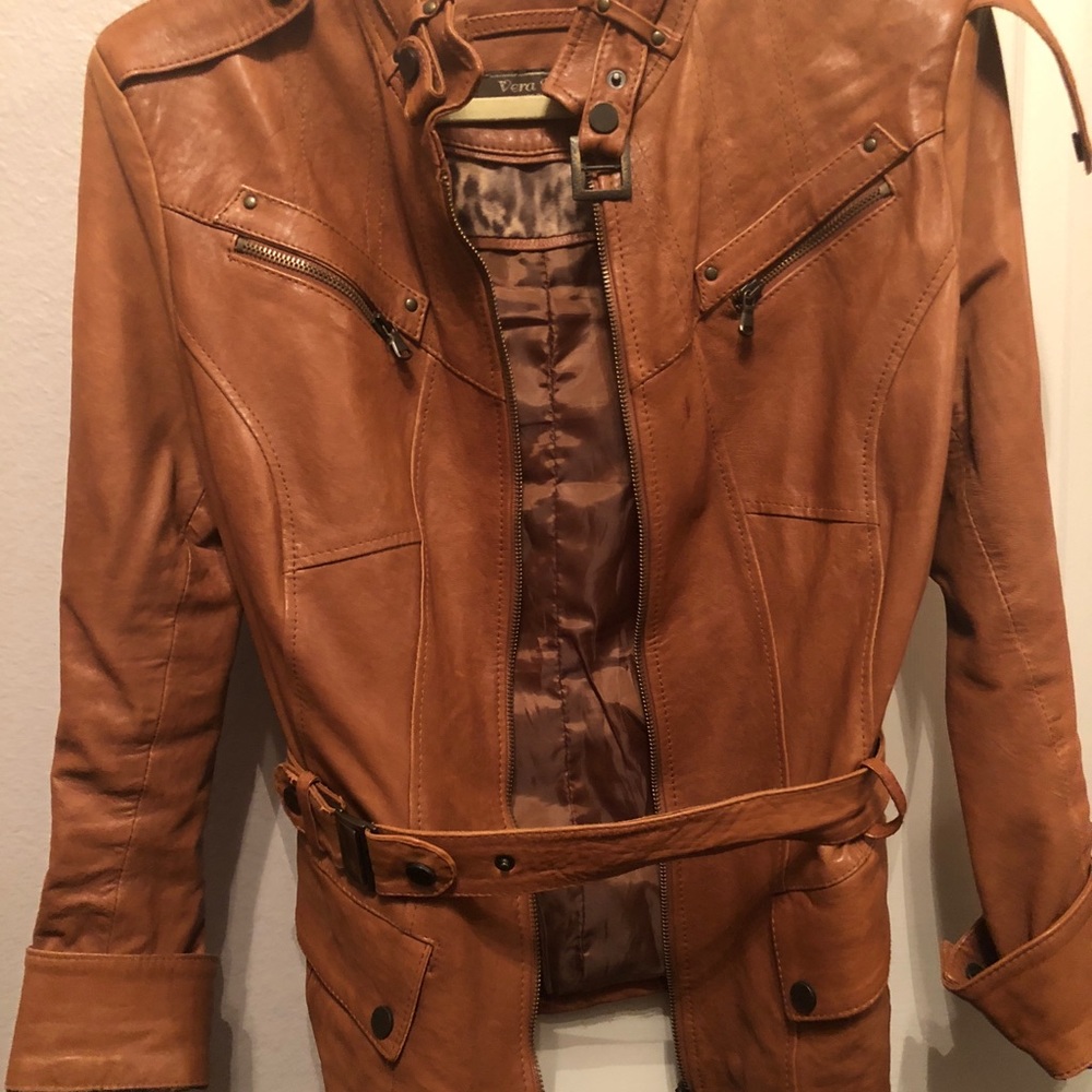 Vera Pelle Italian leather jacket size 6/8 new